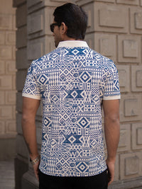 Powerlook Men Geometric Printed Polo Collar T-shirt