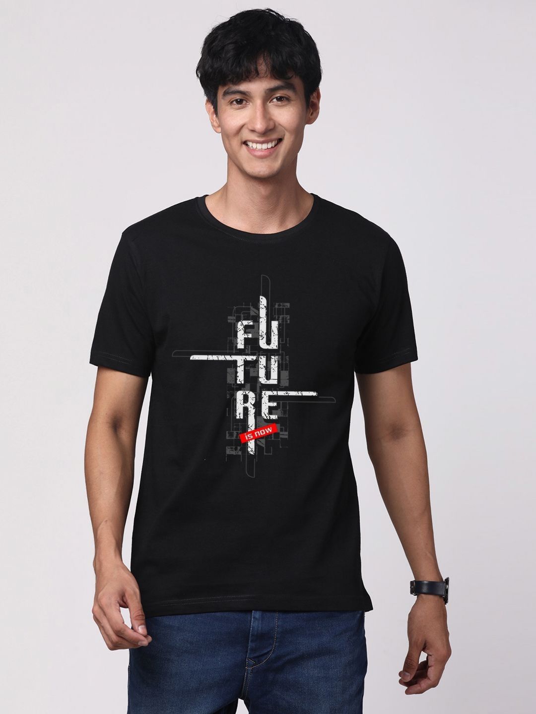 ADRO Men Graphic Printed Round Neck Cotton T-shirt