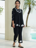 House of Chikankari Black 2 Pieces Cotton Solid Tunic with Trousers Co-Ord Set