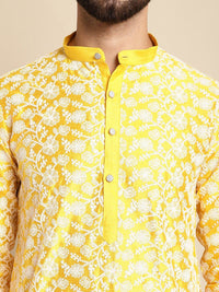 Anouk Floral Embroidered Silk Cotton Kurta With Churidar