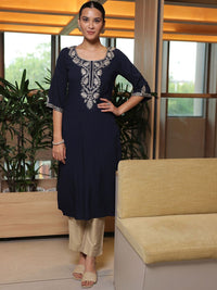Libas Floral Yoke Design Straight Kurta
