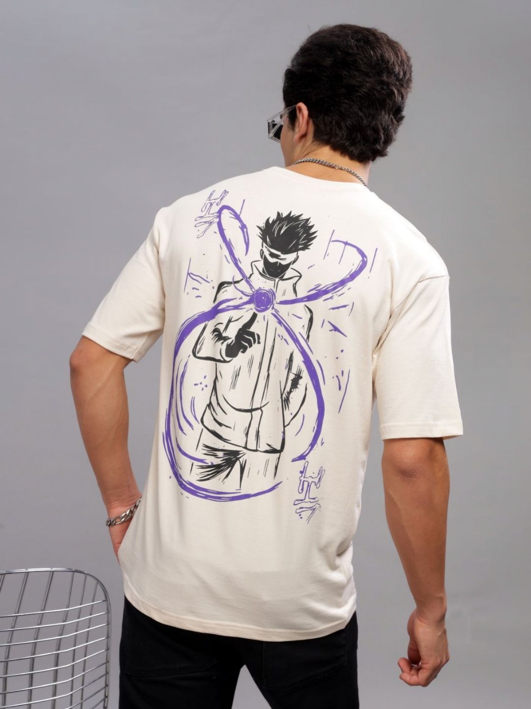 ADRO Anime Printed Round Neck Cotton Oversized T-shirt