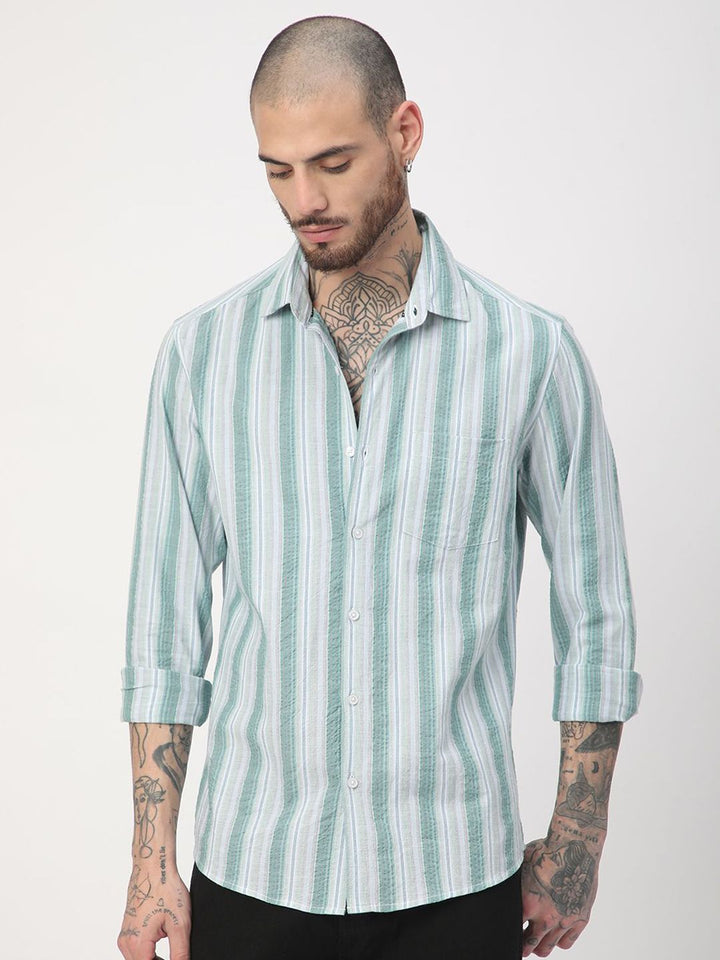 VASTRADO Men Striped Classic Slim Fit Cotton Casual Shirt