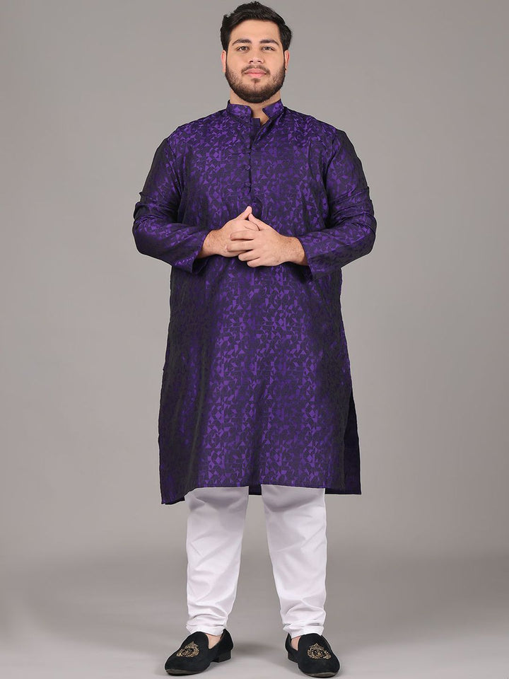 SOJANYA PLUS Size Geometric Woven Design Mandarin Collar Straight Kurta