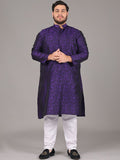 SOJANYA PLUS Size Geometric Woven Design Mandarin Collar Straight Kurta