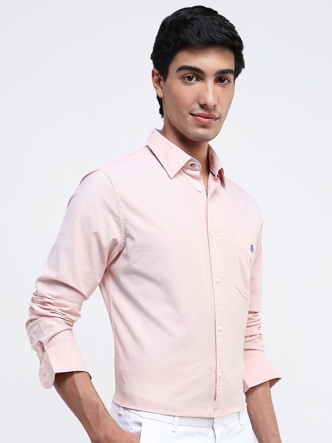RARE RABBIT Men Comfort Spread Collar Solid Cotton Formal Shirt