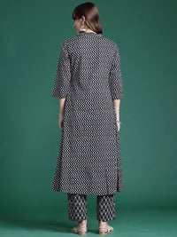 Indo Era Ethnic Motifs Printed A-Line Pure Cotton Kurta with Trousers