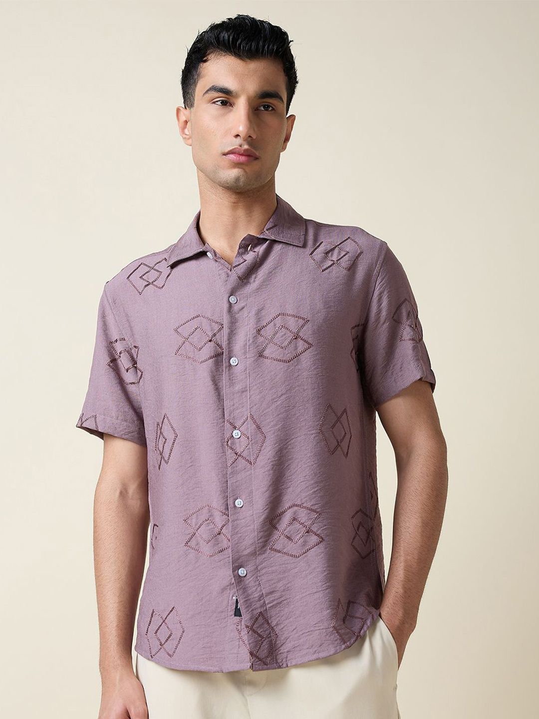 Thomas Scott Men Embroidered Regular Fit Casual Shirt