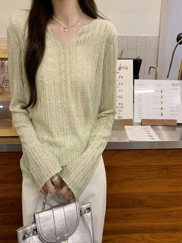DressBerry Women Ribbed V-Neck Top