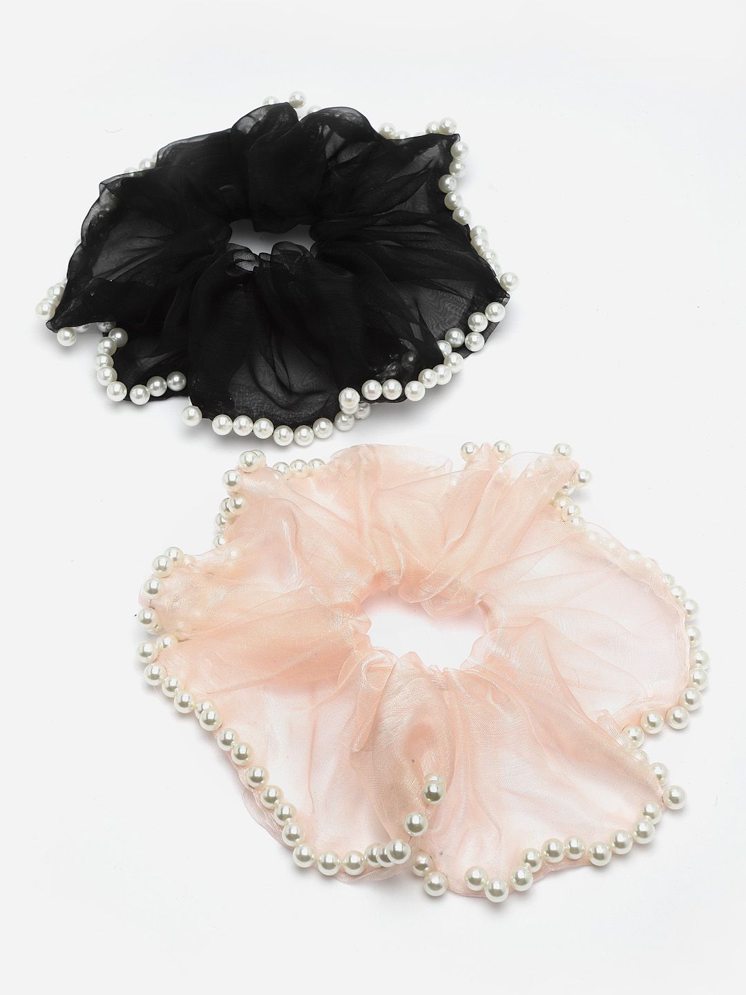 VOGUE PANASH Women Set of 2 Embellished Scrunchie Ponytail Holders