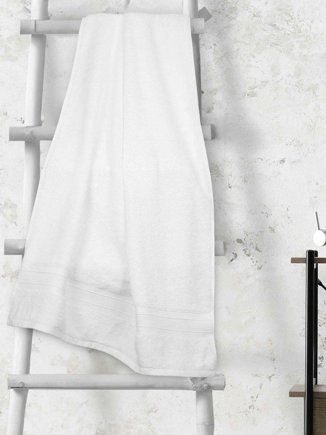 MYTRIDENT White Cotton 500 GSM Bath Towel