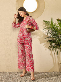 KALINI Floral Printed V Neck Top & Trousers