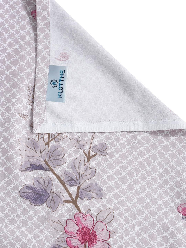 KLOTTHE Purple Floral Printed Cotton 400 TC King Bedsheet Sets 2.5 m x 2.25 m
