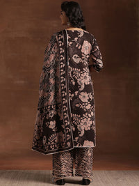 Libas Floral Printed Gotta Patti Pure Cotton Straight Kurta With Palazzo & Dupatta