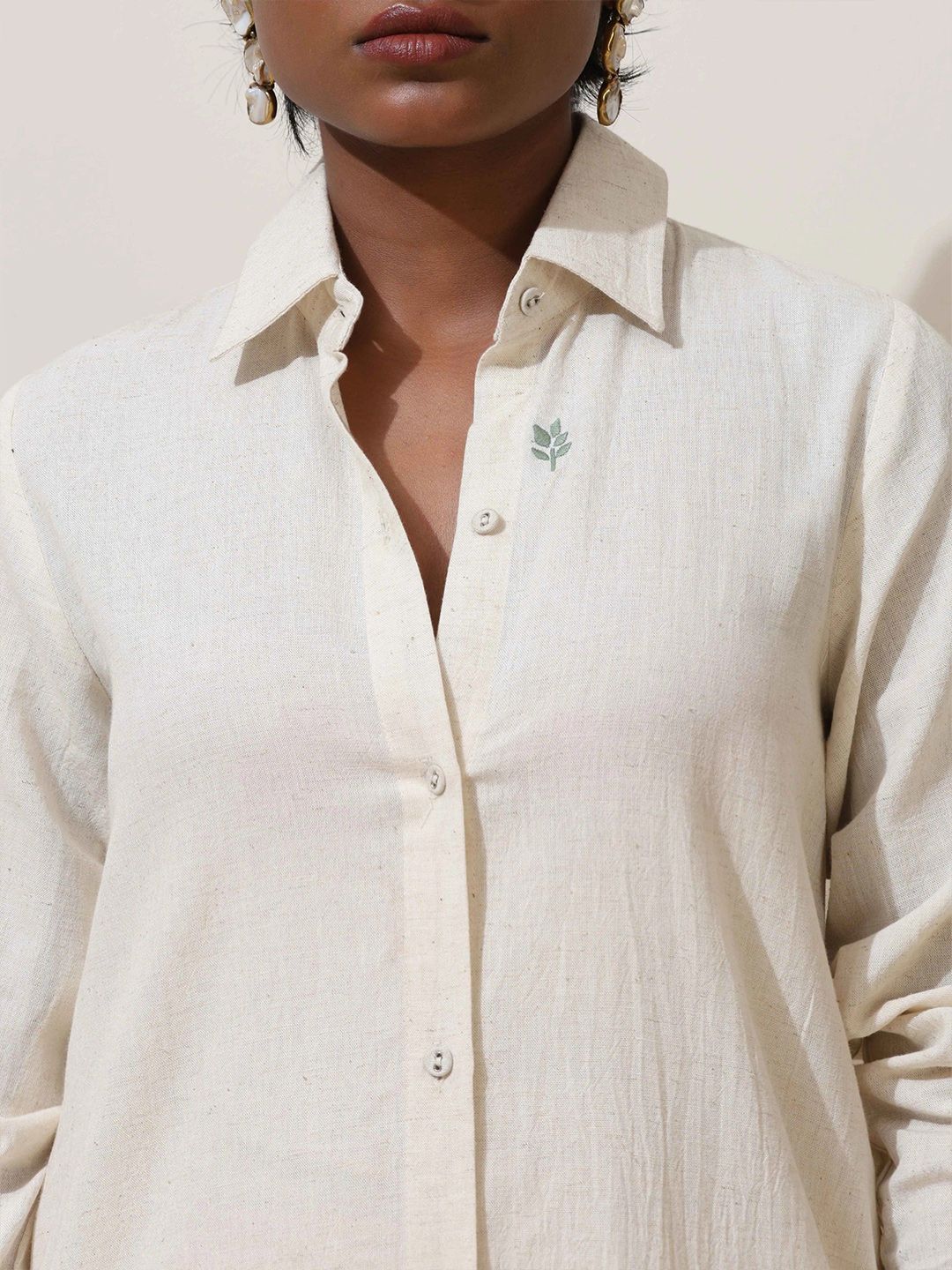 trueBrowns Off White Cotton Kurta Co-Ord Set