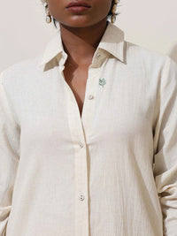 trueBrowns Off White Cotton Kurta Co-Ord Set