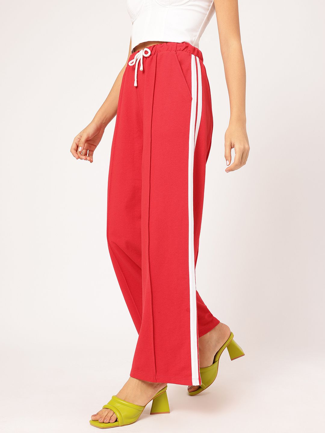 DressBerry Women Retro Flare Side Stripes Pleated Trousers