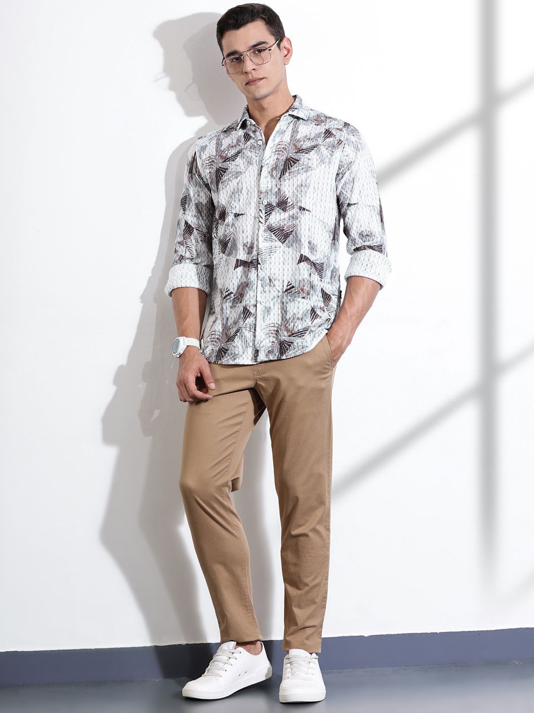 Thomas Scott Men Classic Slim Fit Opaque Casual Shirt