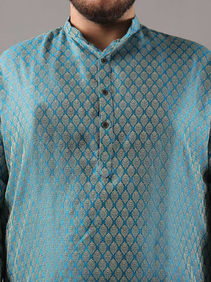 SOJANYA PLUS Plus Size Men Ethnic Motifs Woven Design Straight Kurta With Pyjamas