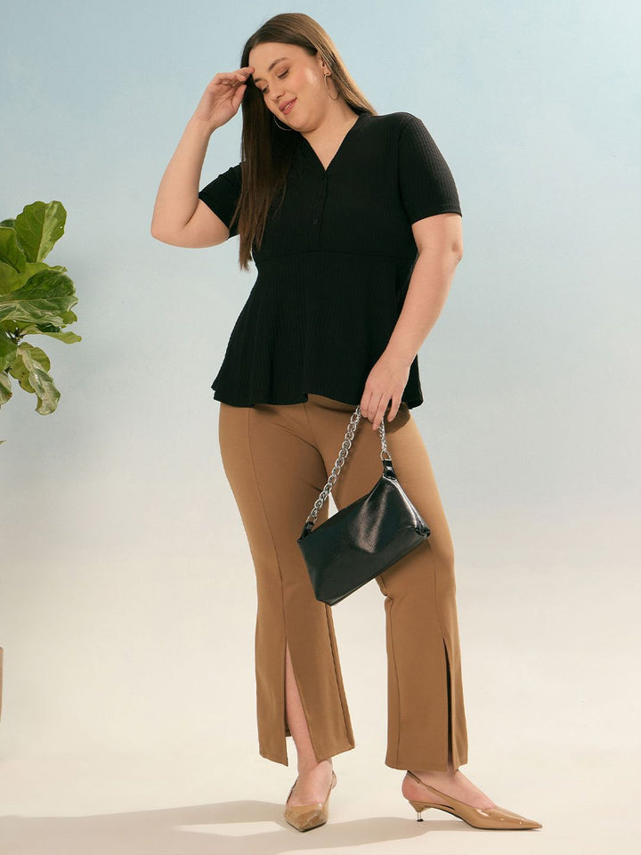SASSAFRAS Women V-Neck Peplum Top