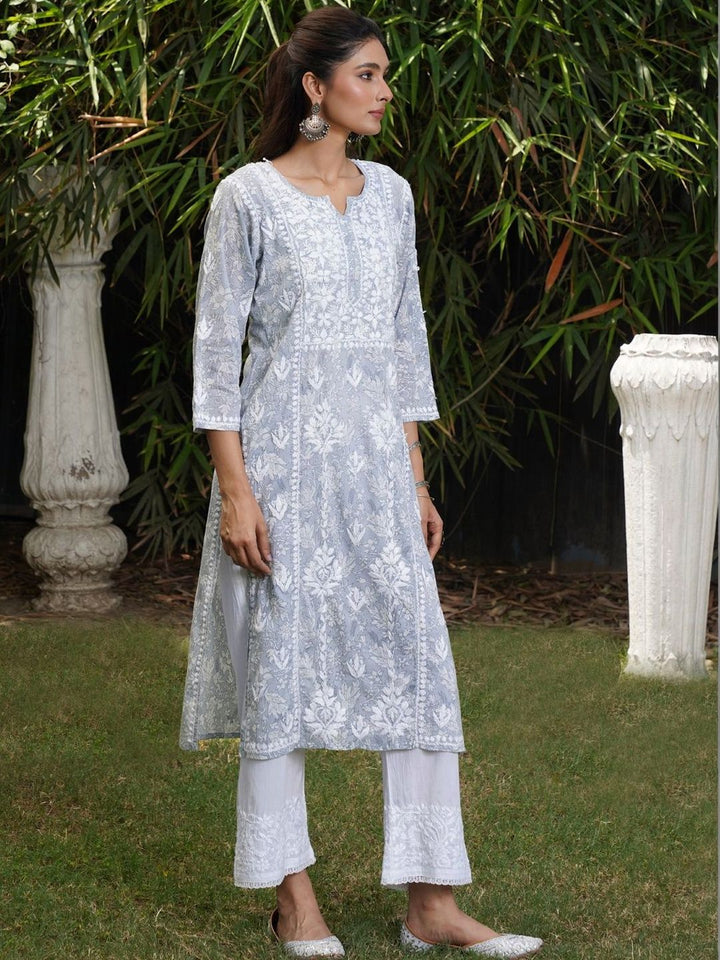 House of Chikankari Women Ethnic Motifs Embroidered Chikankari Indie Prints Kurta