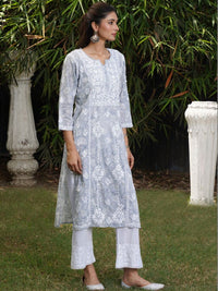 House of Chikankari Women Ethnic Motifs Embroidered Chikankari Indie Prints Kurta