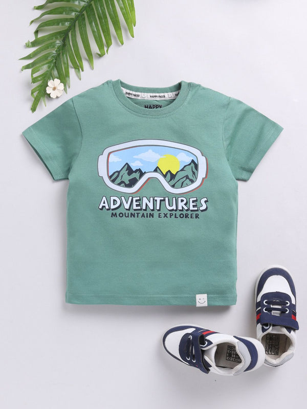 Happy Faces Kids Boys Graphic Printed Pure Cotton T-Shirt