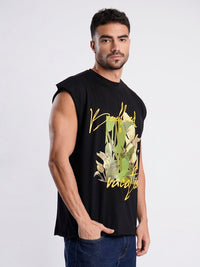 Bene Kleed Men Printed Extended Sleeves Raw Edge T-shirt