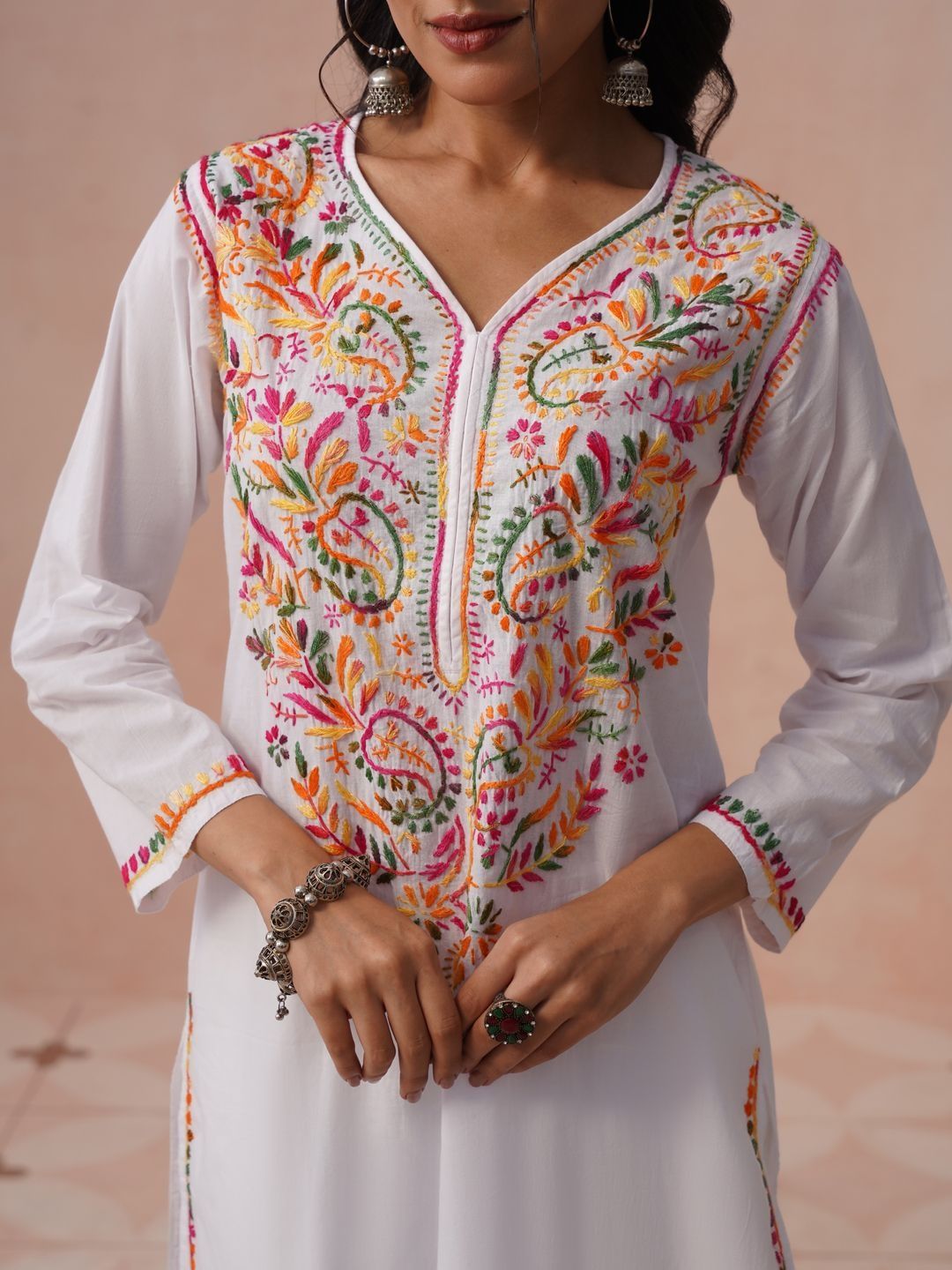 House of Chikankari Women Ethnic Motifs Embroidered Thread Work Kurta