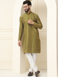 SOJANYA Geometric Embroidered Regular Cotton Silk Kurta With Pyjama