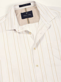Thomas Scott Men Smart Spread Collar Vertical Striped Cotton Formal Shirt