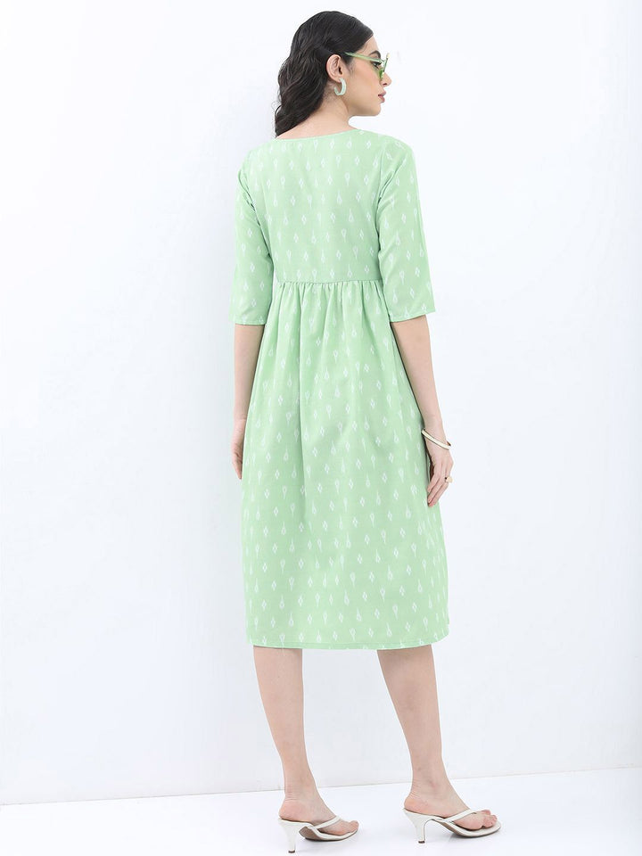 Vishudh Women Ethnic Printed A-Line Midi Dress