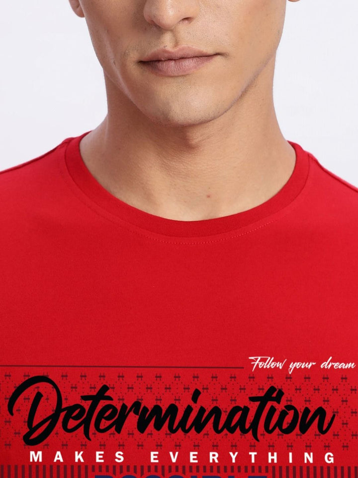 ADRO Typography Printed Round Neck Cotton T-shirt