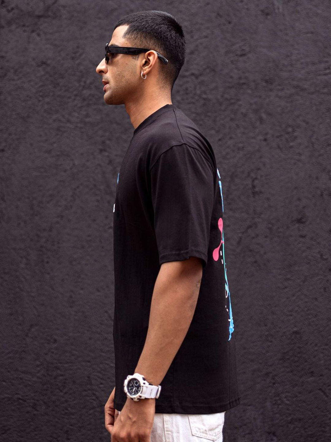 Powerlook Men Graphic Printed Round Neck Cotton Oversized T-shirt