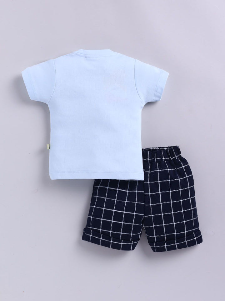 Moms Love Infant Boys Pure Cotton Printed T-shirt with Shorts