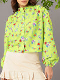 DressBerry Stylish Blossoming Printed Gathers Boxy Casual Shirt