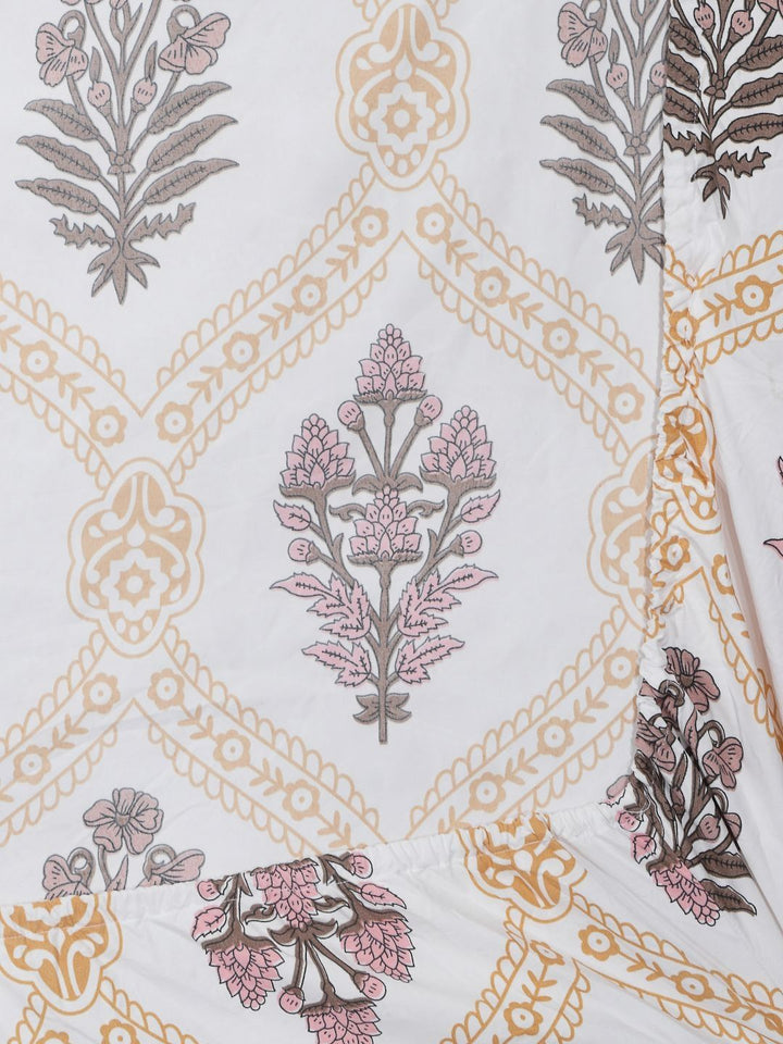 Myntra Elegant Homes White 300 TC Fitted King Cadar Katil Halus & 2 Sarung Bantal: 250X225 sm