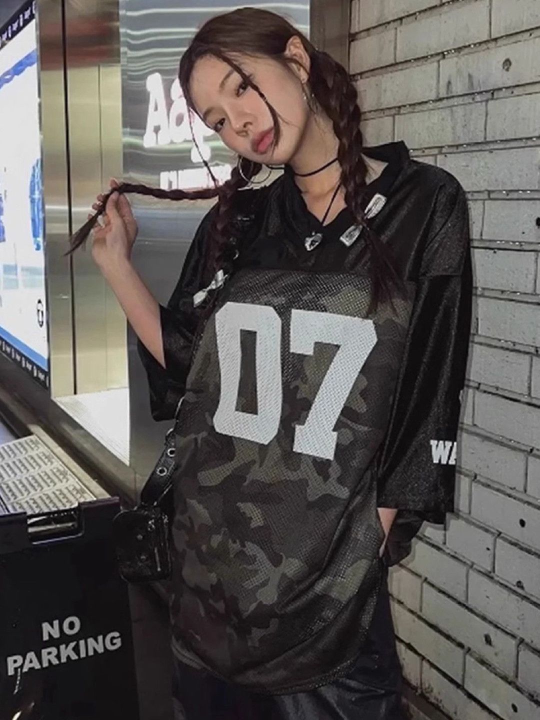 DressBerry Women Varsity Printed Longline Oversized Casual T-shirt