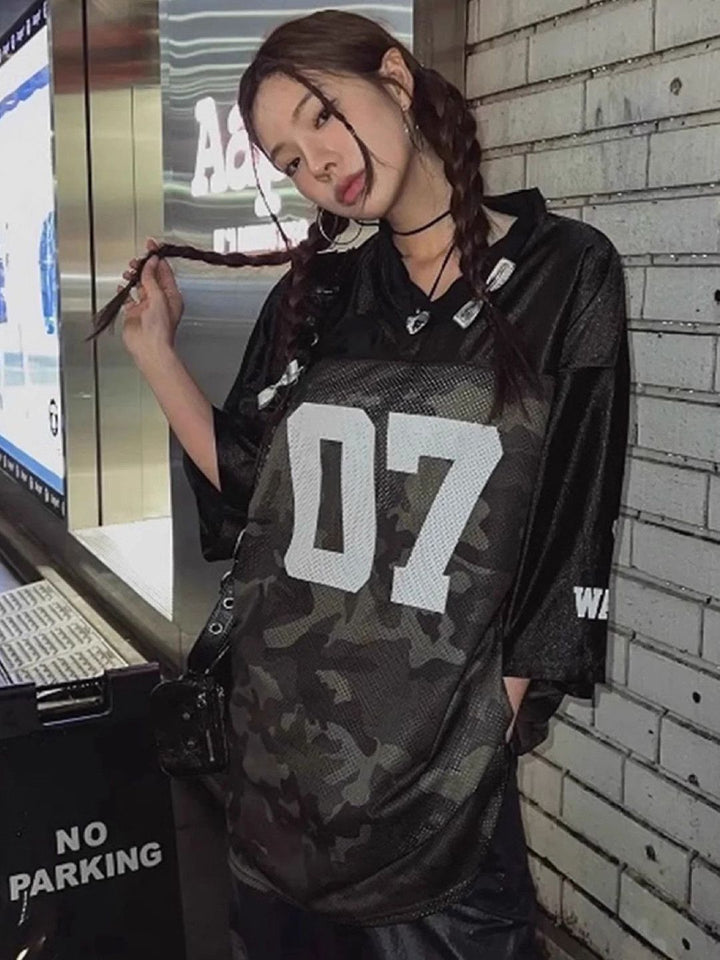 DressBerry Women Varsity Printed Longline Oversized Casual T-shirt