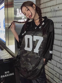 DressBerry Women Varsity Printed Longline Oversized Casual T-shirt