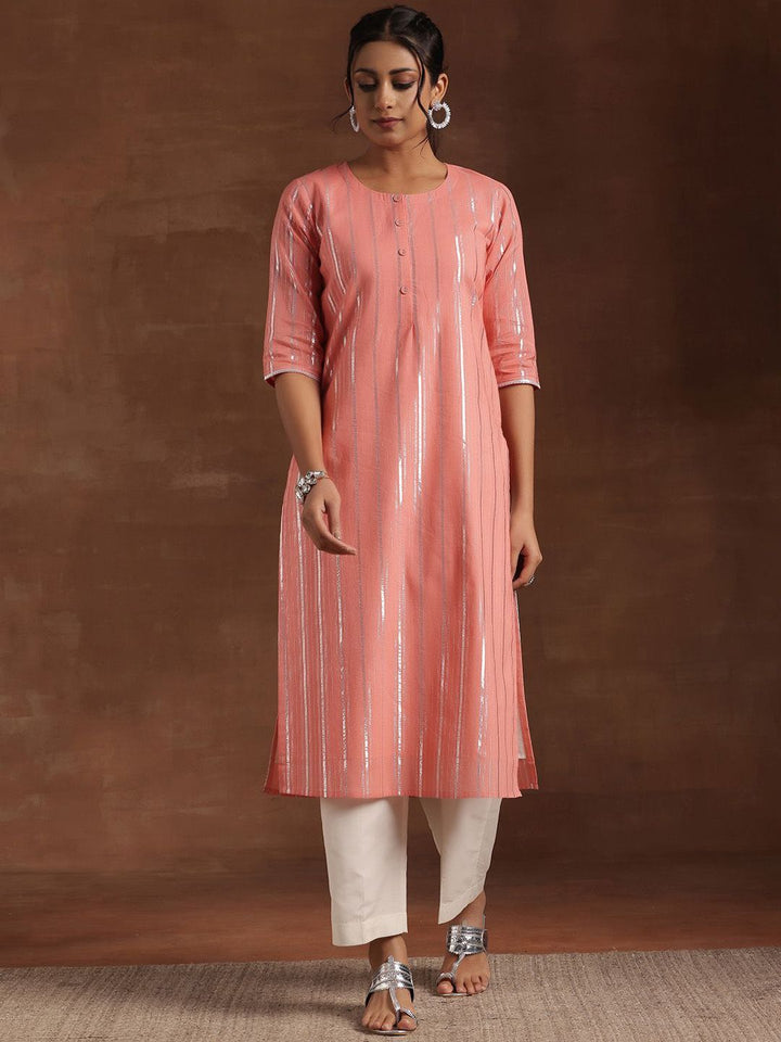 Libas Striped Gotta Patti Cotton Straight Kurta