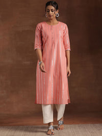 Libas Striped Gotta Patti Cotton Straight Kurta