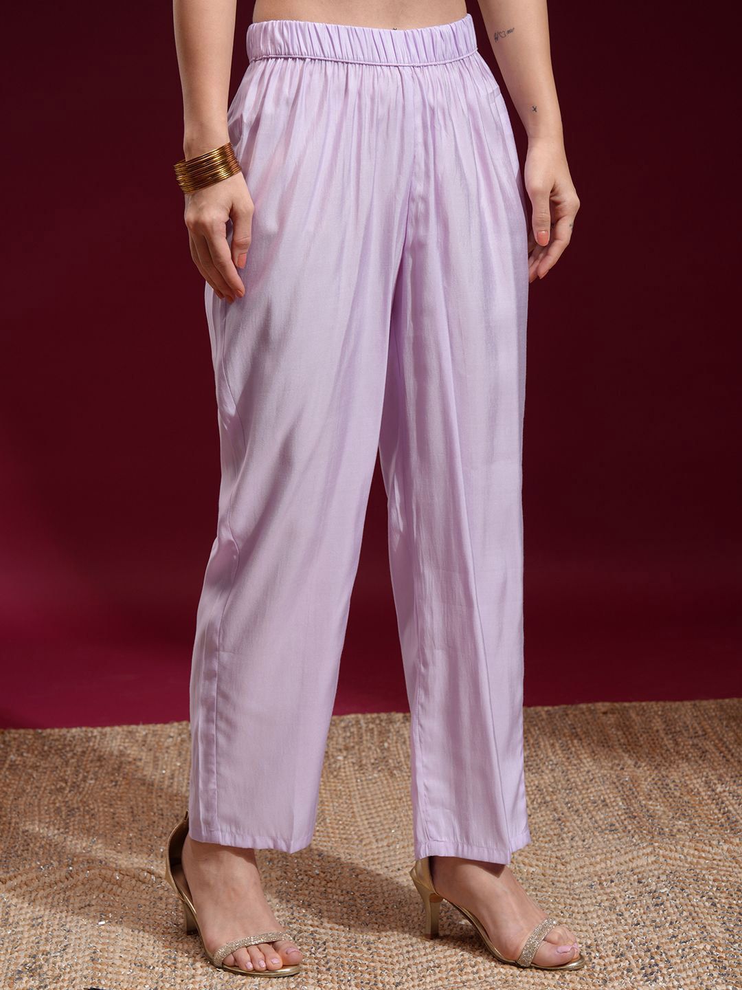Vishudh Women Embroidered Yoke Printed Kurta with Solid Pant and Printed Dupatta
