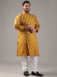 SOJANYA PLUS Plus Size Men Ethnic Motifs Woven Design Straight Kurta With Pyjamas