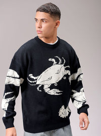 The Indian Garage Co Men Acrylic Graphic Printed Round Neck Pullover Sweaters