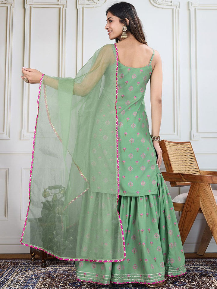 House of Pataudi Printed Kurti Sharara With Dupatta
