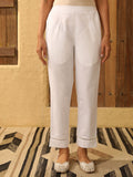 House of Chikankari Women White Cotton Solid Seluar