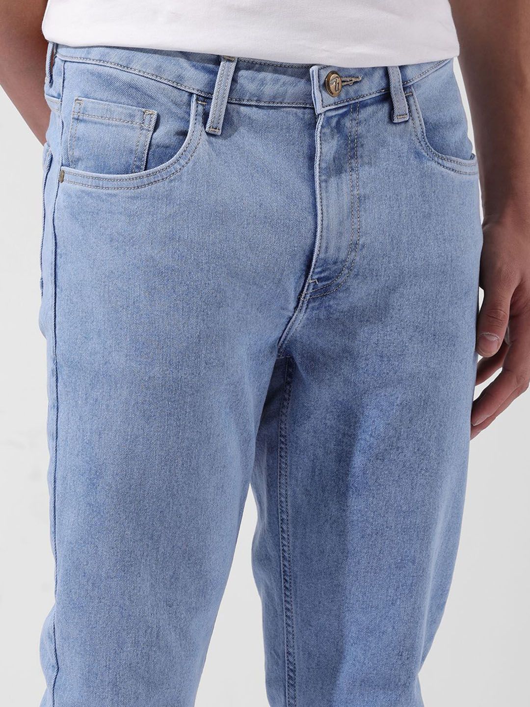 The Indian Garage Co Men Slim Fit Cotton Mid-Rise Stretchable Jeans