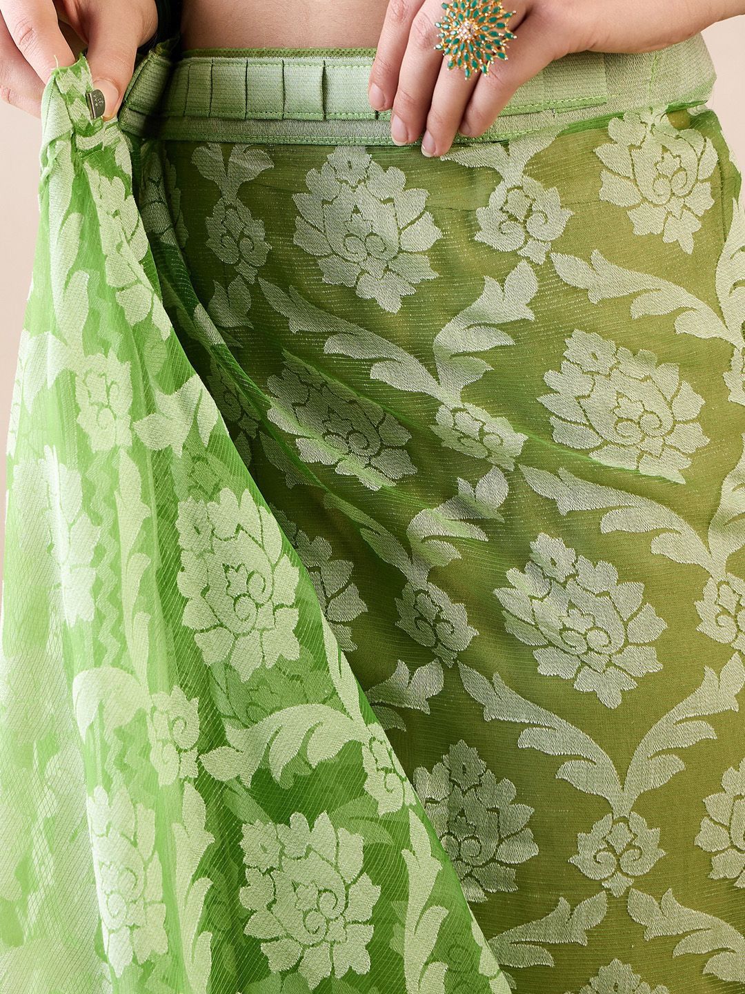 Saree mall Ready to Wear Floral Brasso Chanderi Sarees
