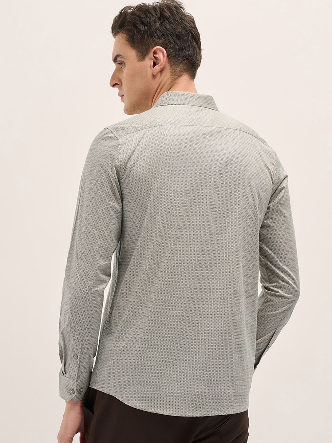 THE BEAR HOUSE Men Spread Collar Geometric Printed Pure Cotton Tailored Fit Formal Shirt